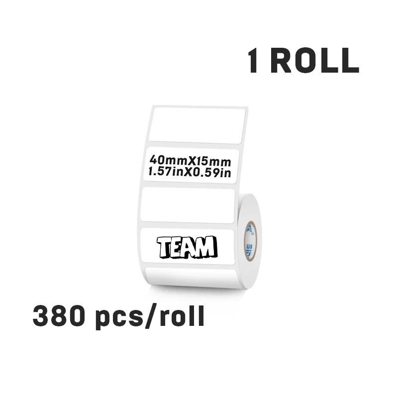 40x15mm White Thermal Label Sticker Paper Clothing Commodity Price Food Tag Self-Adhesive Labels 380pcs/roll for Printer