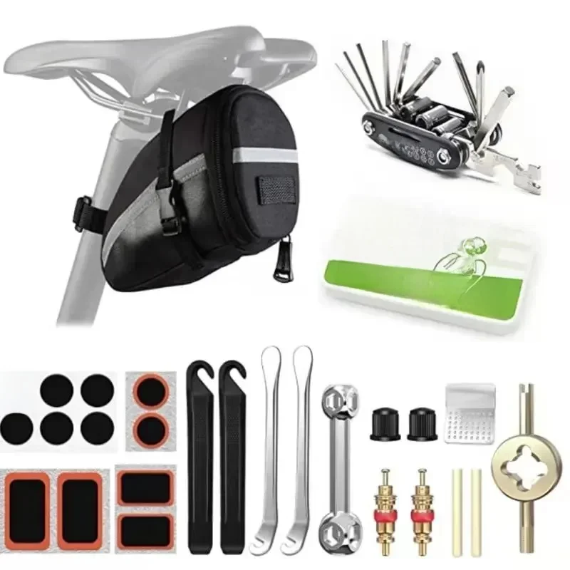 AliExpress Multifunction Bicycle Repair Tools Kits Saddle Bag Cycling Seat Pack MTB Bike Accessories Tool Inner Tire Patches Tire Lever Set
