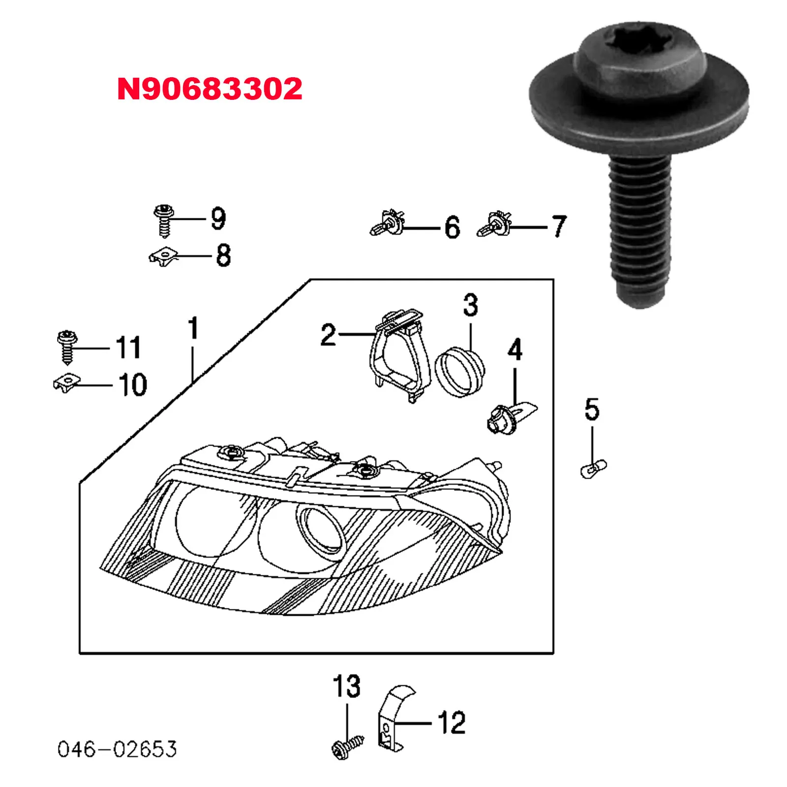Vite bullone faro N 90683302   Vite bullone parafango M6X20 PER Audi A4/S4 Q5 Q7 A6 A7 w PER Audi A4/S4 Q5 Q7 A6 A7