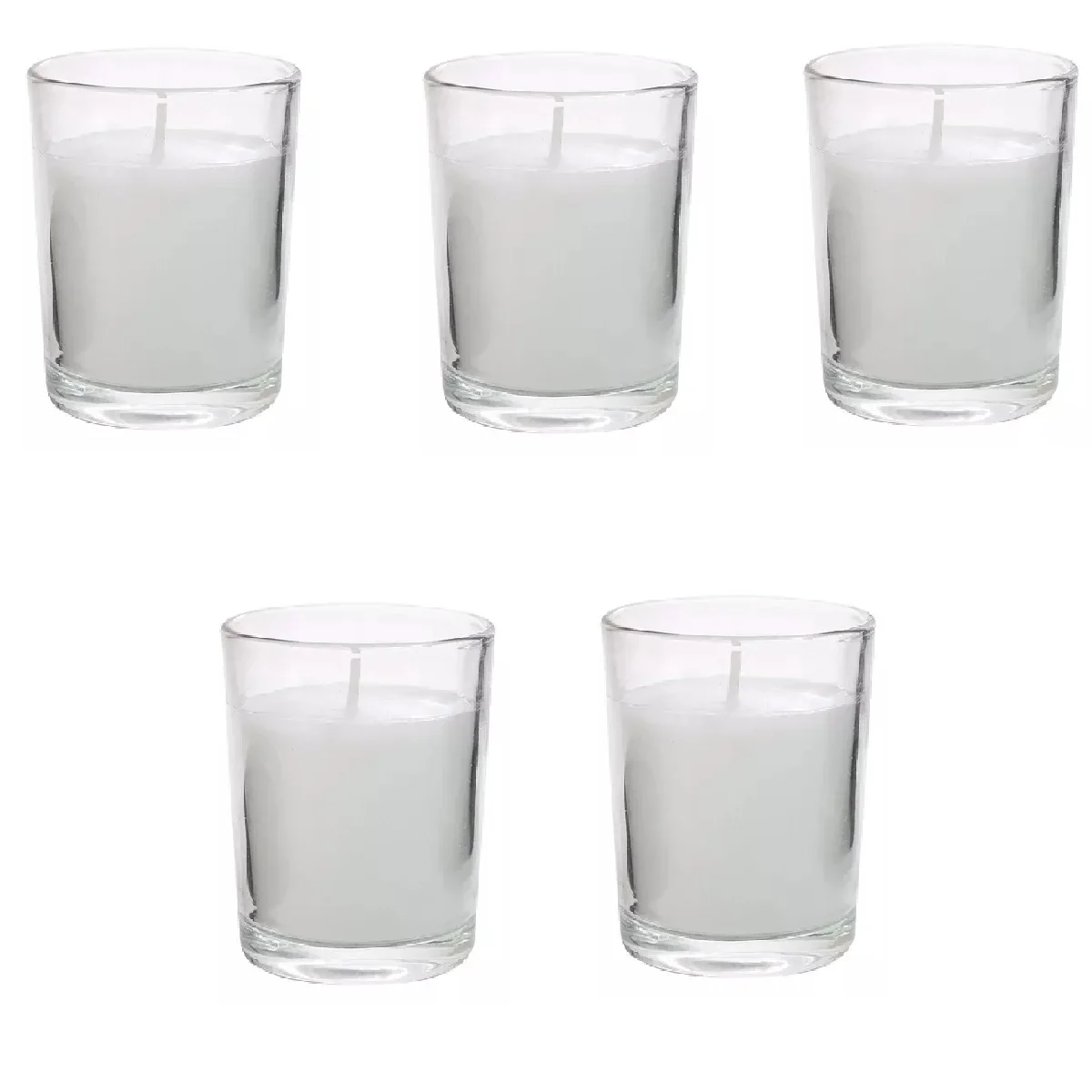 5 Decorative Candles In Transparent Glass Cup Without Aroma