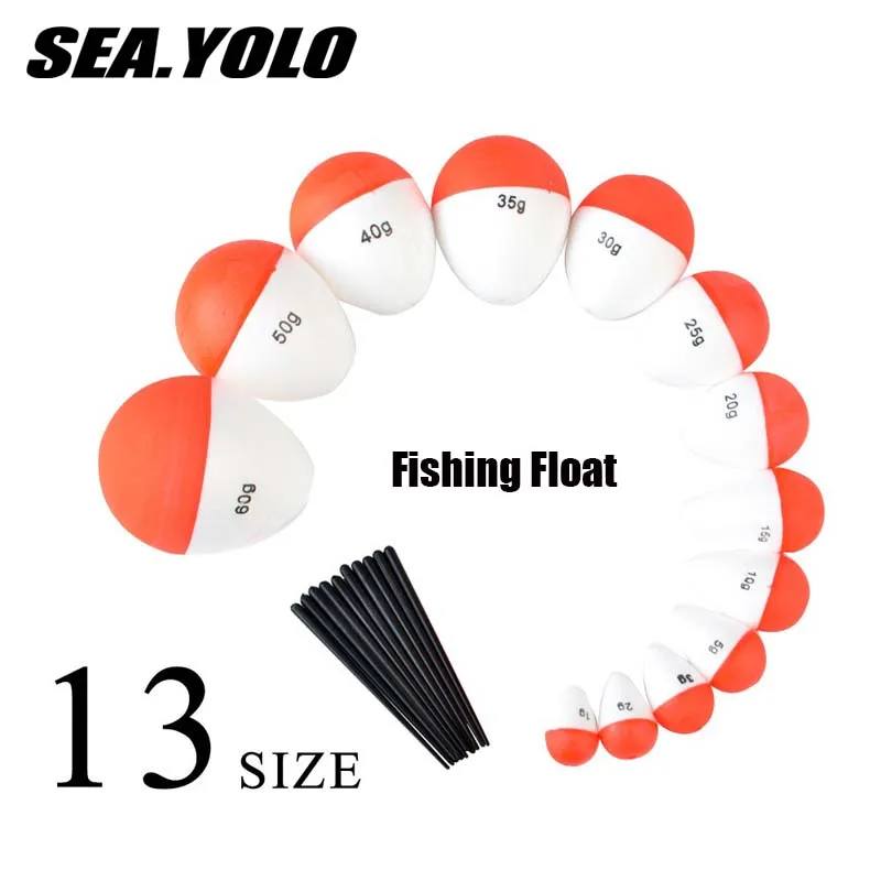 Sea. yolo-浮き釣り用フロート,EVAフォーム,赤と白,サイズ1〜60g, 2〜10個,13サイズ