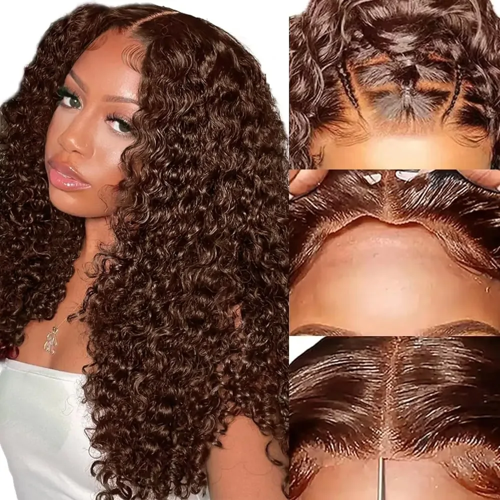 30 32 Inch Chocolate Brown Kinky Wave 13x6 HD Lace Front Wig #2 Colored Deep Curly Lace Frontal 100% Human Hair Wigs For Women