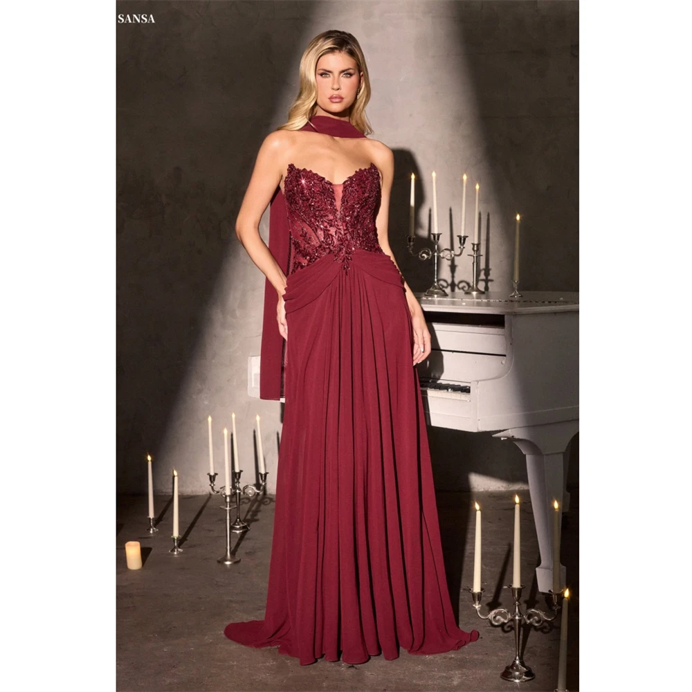 

Вечернее платье Sansa с индивидуальным дизайном, с шалью, А-силуэт, с пайетками и аппликациями, без рукавов, длинное, для выпускного вечера, 2026