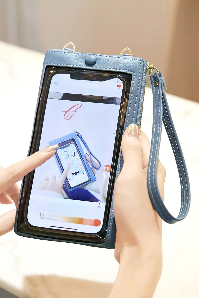 Minimalistyczny portfel damski o dużej pojemności z ekranem dotykowym Długi portfel damski Wysokiej jakości PU LeatherMultiCardHandbagShoulderBag — zdjęcie 2