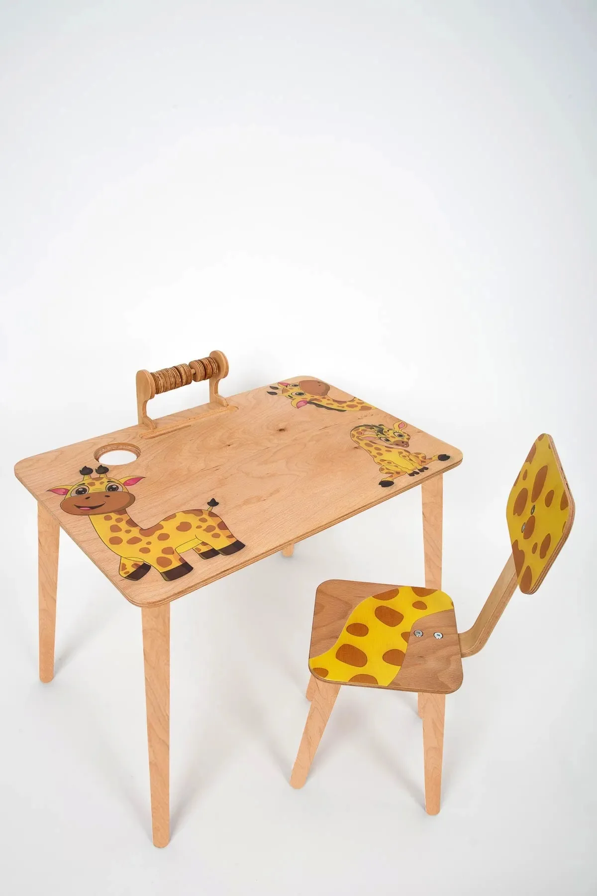 Wooden Giraffe Engin Children\'s Table Chair Set Activity Table Children\'s Game Table Study Table