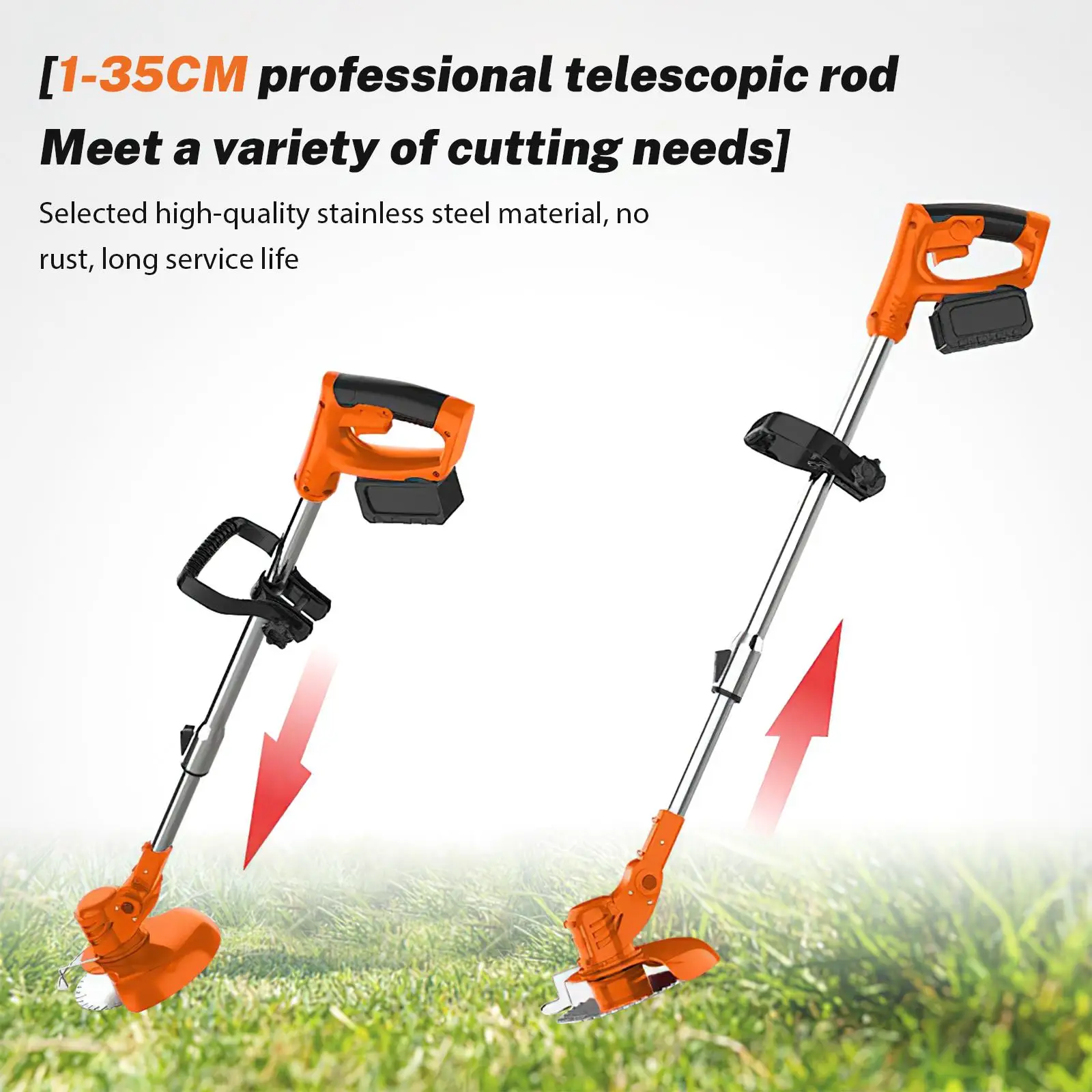 650W Electric Lawn Mower Weed Wacker 8500RPM Cordless Grass String Trimmer Adjustable Foldable Cutter For 21V lithium Battery