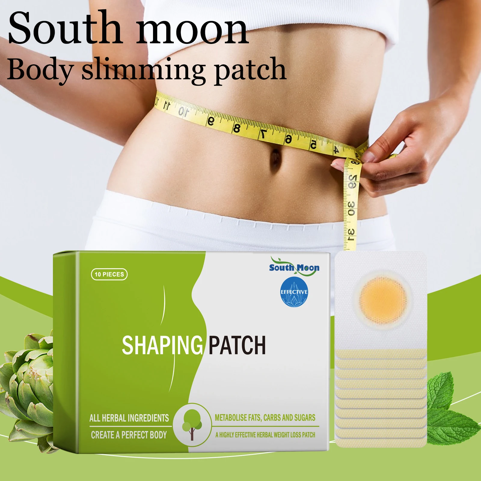

South Moon Herbal Body Slimming Patch Gentle Nourishing Quick Dissolve Fat Massage Relief Discomfort Tightening Belly Patch