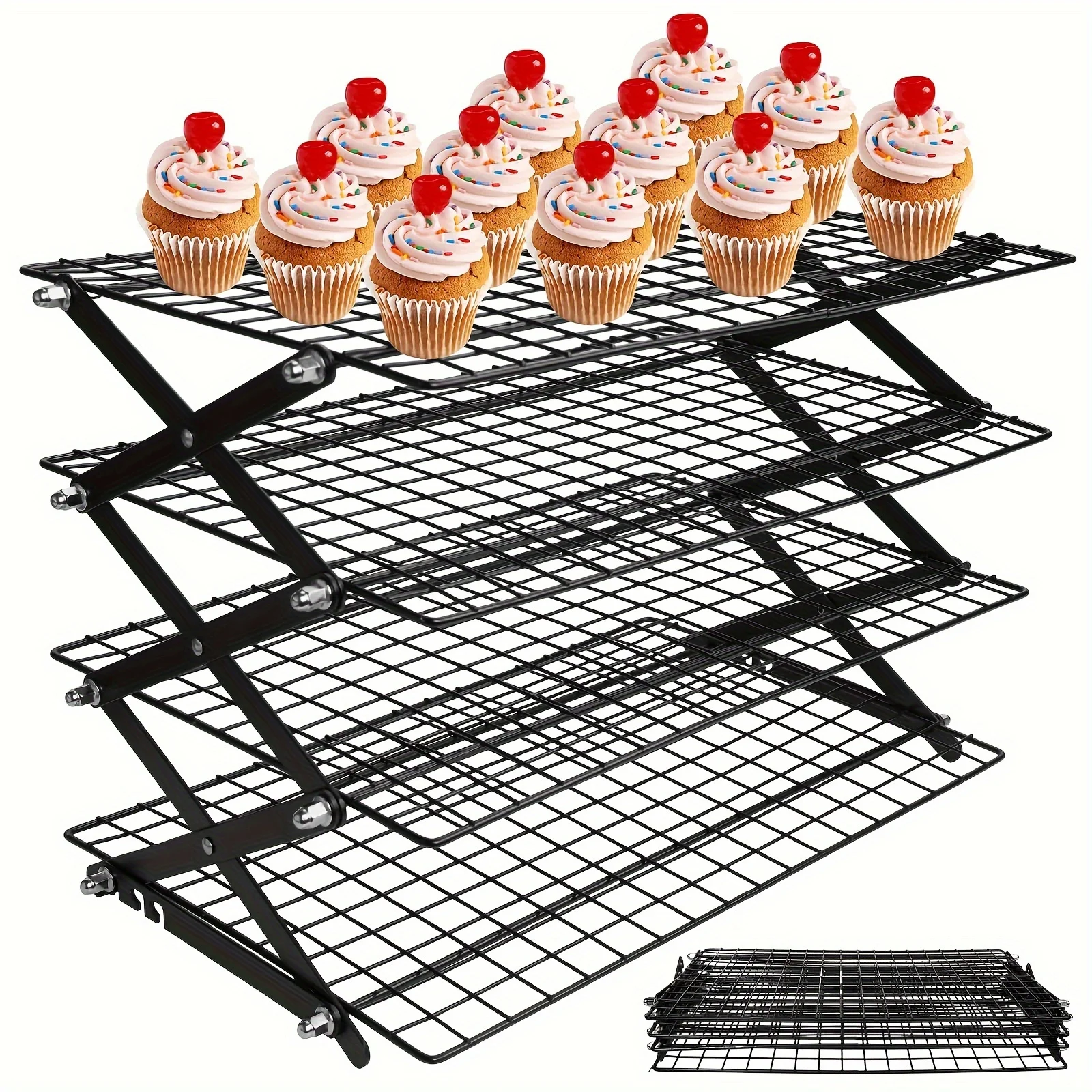 1pcs Foldable Multi-Layer Cooling Rack Adjustable Bread Cake Rack Household Chiffon Cake Baking Cooling Rack