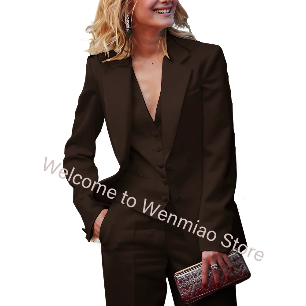 Business Women\'s Suit Blazer Pants and Vest 3-piece Set Formal Party Outfit Ladies Office Work Wear