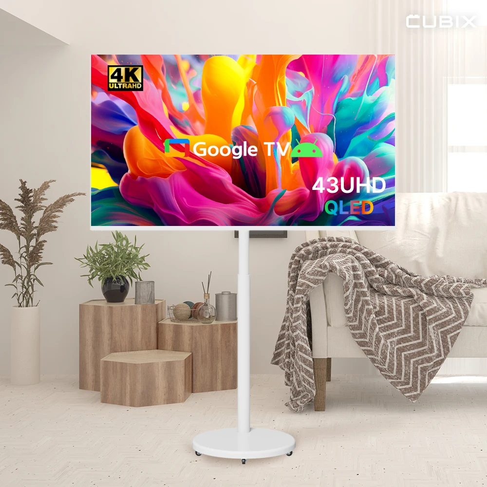 Moving cubic 4K UHD QLED 43 inch White Edition Samten BiMi X1 Series Smart TV Samtan BiMi small and medium mi