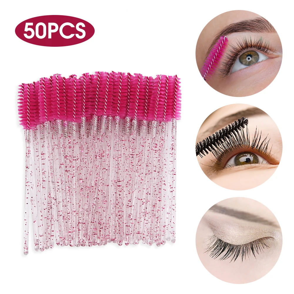 50 Stuks Wegwerp Kristal Wimpers Borstel Lash Extensie Mascara Applicator Lippenstift Wands Set Reinigingsborstels Make-Up Tools