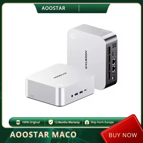 AOOSTAR MACO Mini PC Barebone (No RAM No SSD)AMD Ryzen7 H 255 8 Cores Max 4.9GHz, Fingerprint, AMD Radeon 780M GPU, RJ45 2.5G*2