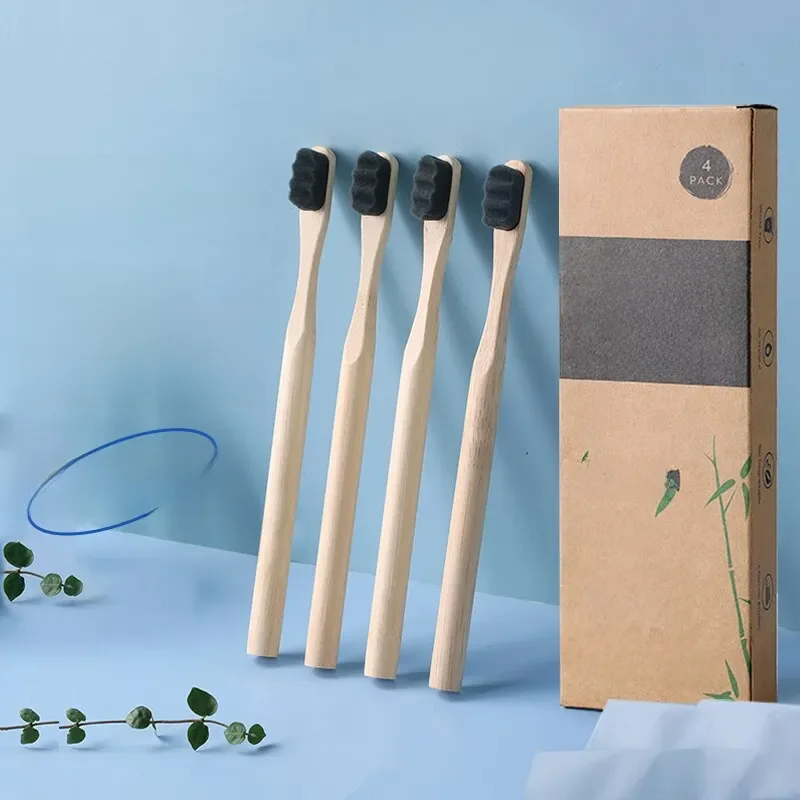 Brosse à Dents en Bambou Bionickel able, Matériau Naturel, Ultra Dense, Poils Doux, Respectueux de la Nature, 10 Mille Br