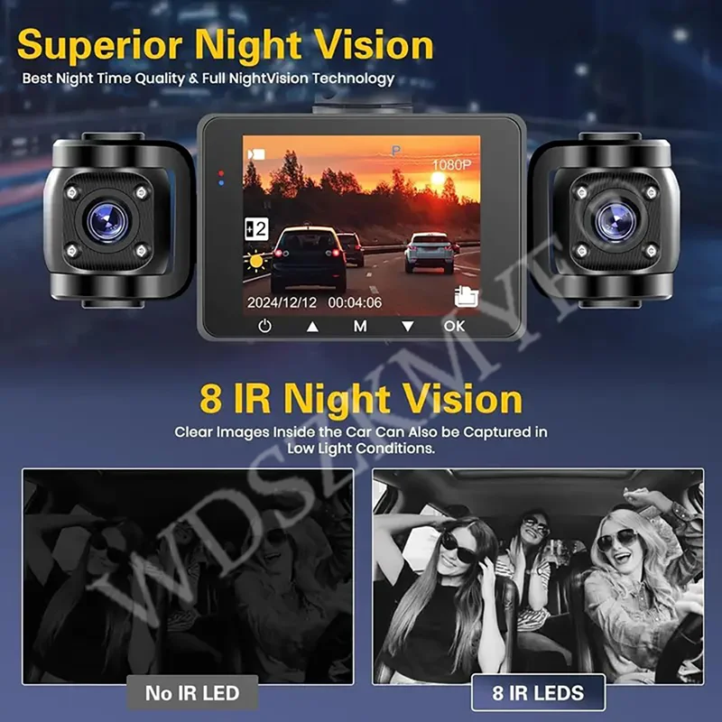 3/4 قنوات 360 °   DashCam WIFI مسجل فيديو 1080P سيارة DVR 24H شاشة ركن السيارة الجبهة اليمنى الرؤية الخلفية للرؤية الليلية الصندوق الأسود