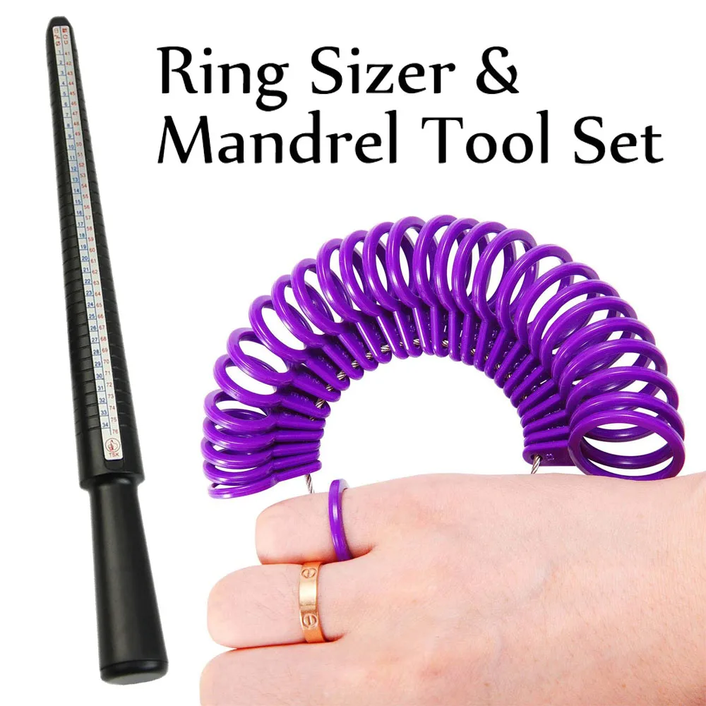 Ring Measurement Tools Sizing Gauges Belt Mandrel Stick Sizer Set Kit UK