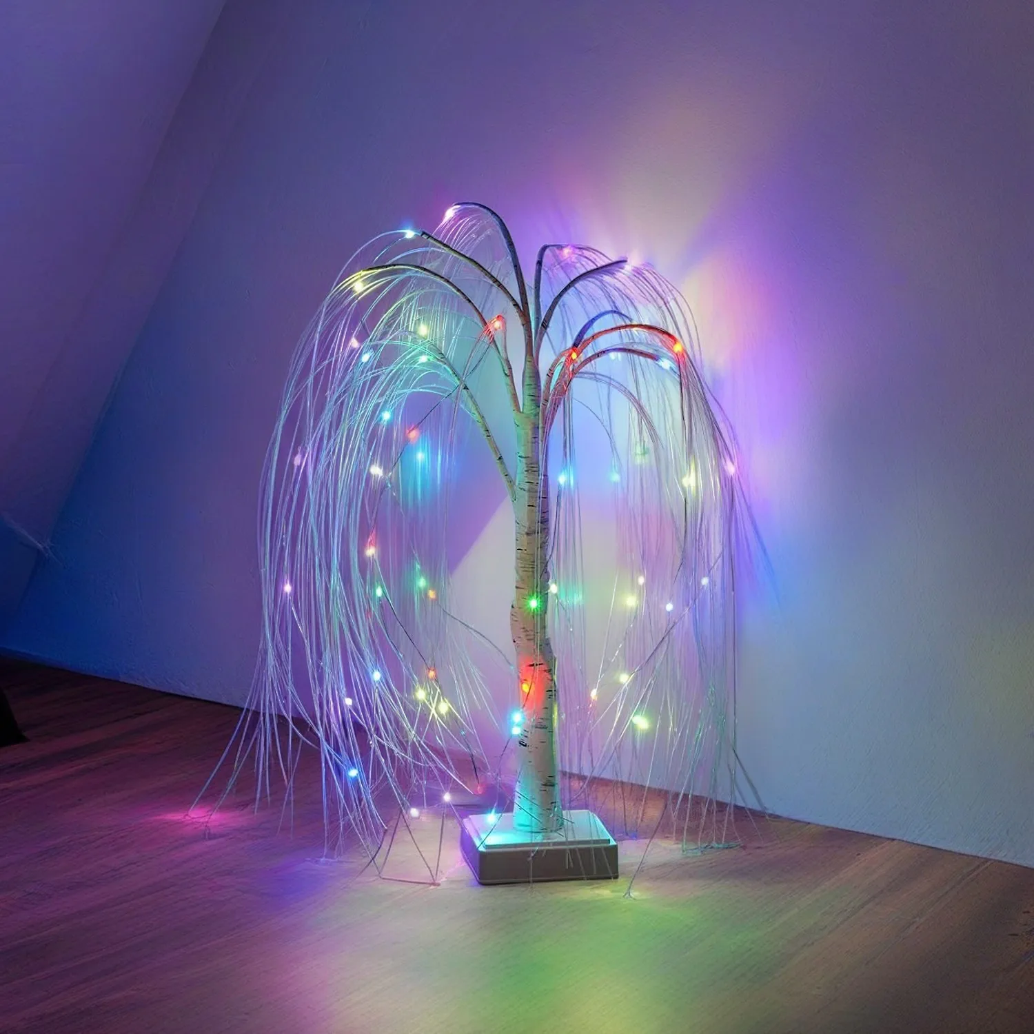 Colorful LED Lighted Weeping Willow Tree with Fairy String Lights for Christmas Holiday Party Festival Wedding Bedroom Decoratio