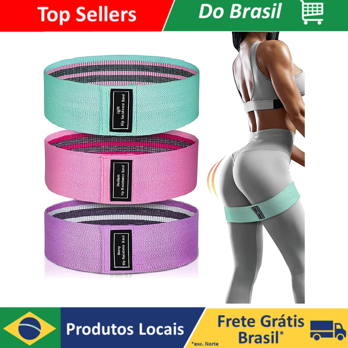 kit 3 Faixas Elástica de Resistência para yoga Pilates Treino Academia- Entrega Rapido