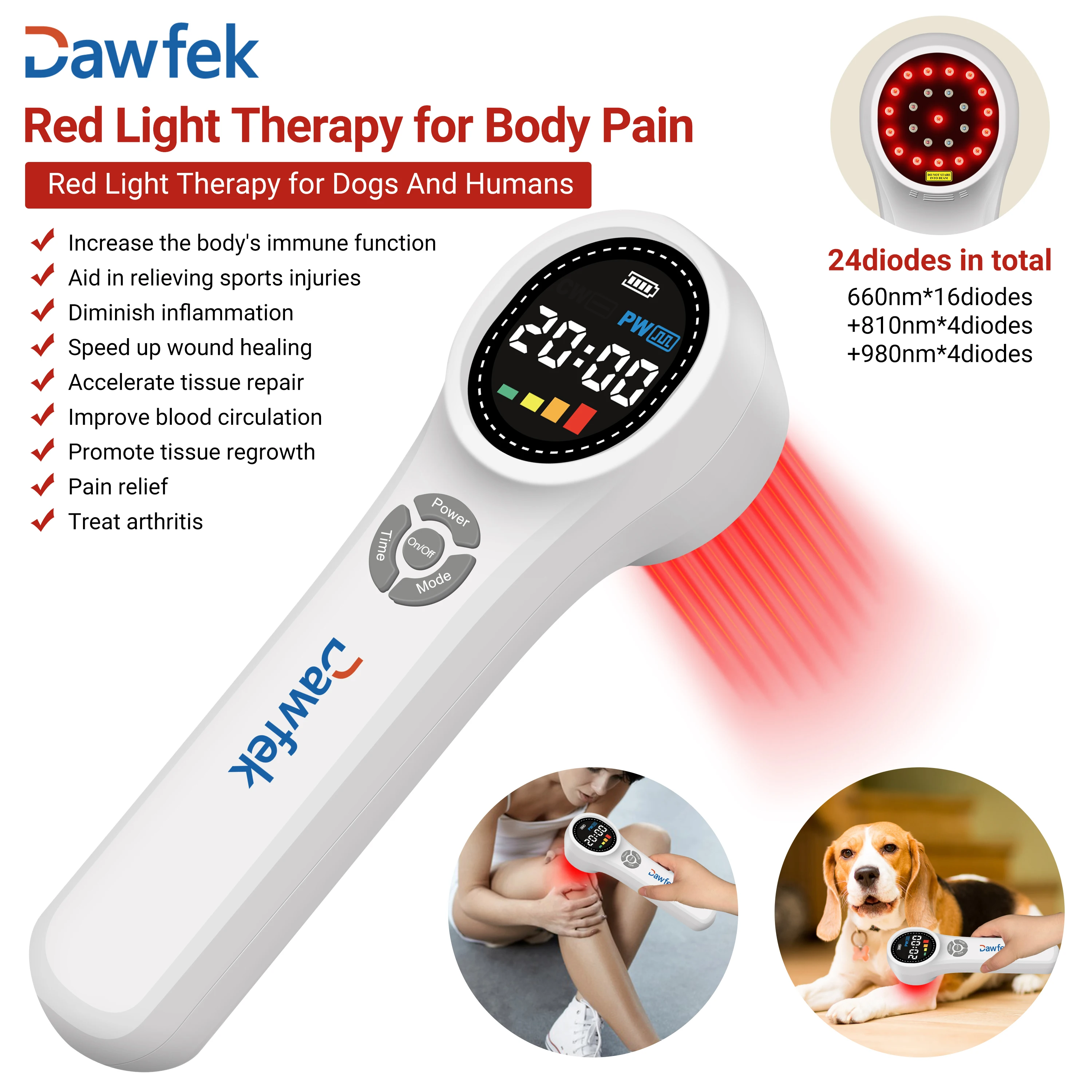 

Dawfek Best Cold Laser For Home Use 16X660nm 4X810nm 4X980nm Lllt Therapy For Neuropathy Cervical Vertebra Pain Ligament Strain