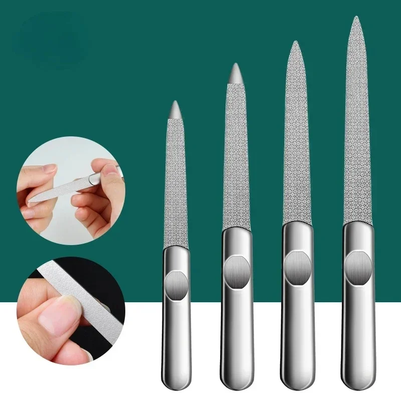 1 szt. Profesjonalny pilnik do paznokci ze stali nierdzewnej bufor metalowy dwustronny pręt szlifierski Manicure Pedicure peeling narzędzia do paznokci gruby — zdjęcie 2