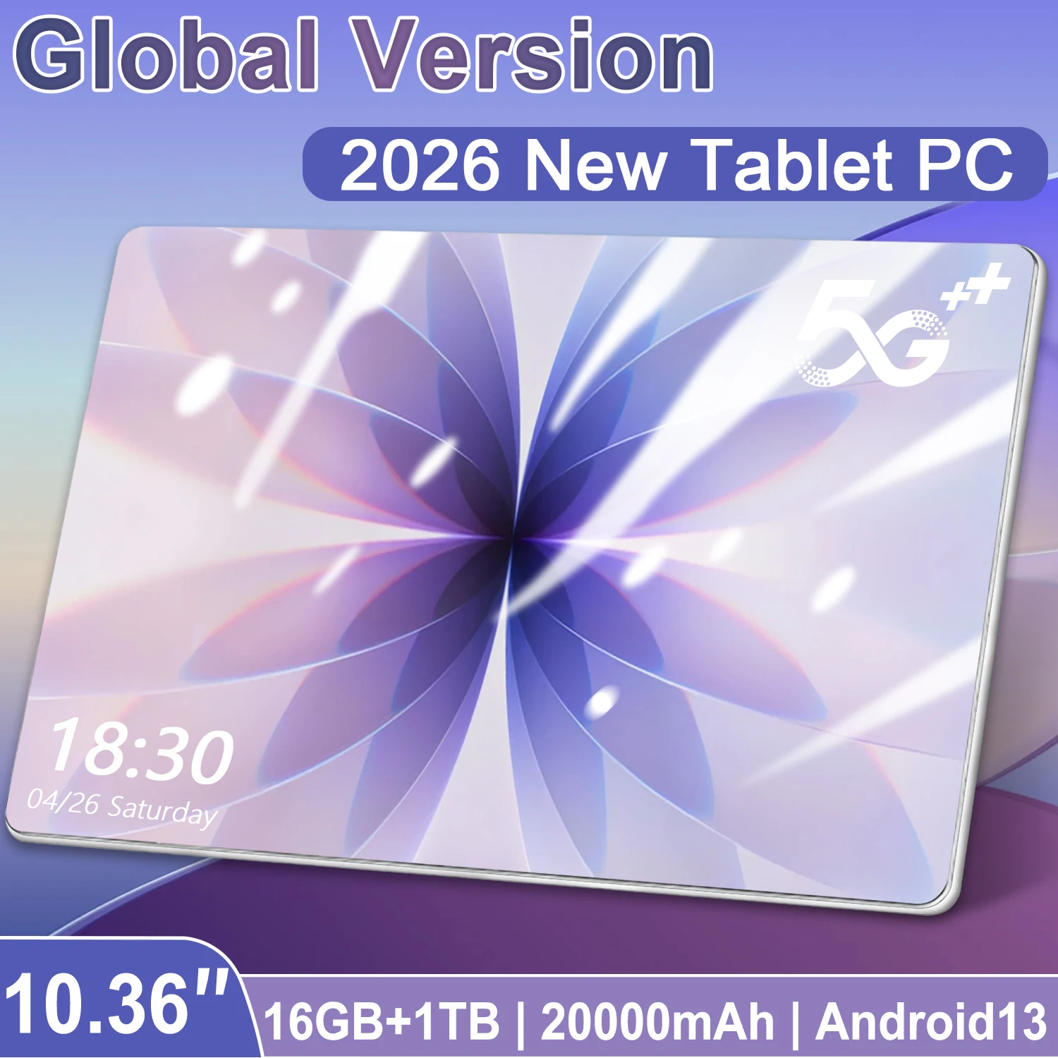 Tablette 10,36 pouces Version Globale Android 13, 14 Cœurs, Grande Batterie 20000mAh, 16GB+1TB, 5G WiFi, Double Caméra 16MP+32MP
