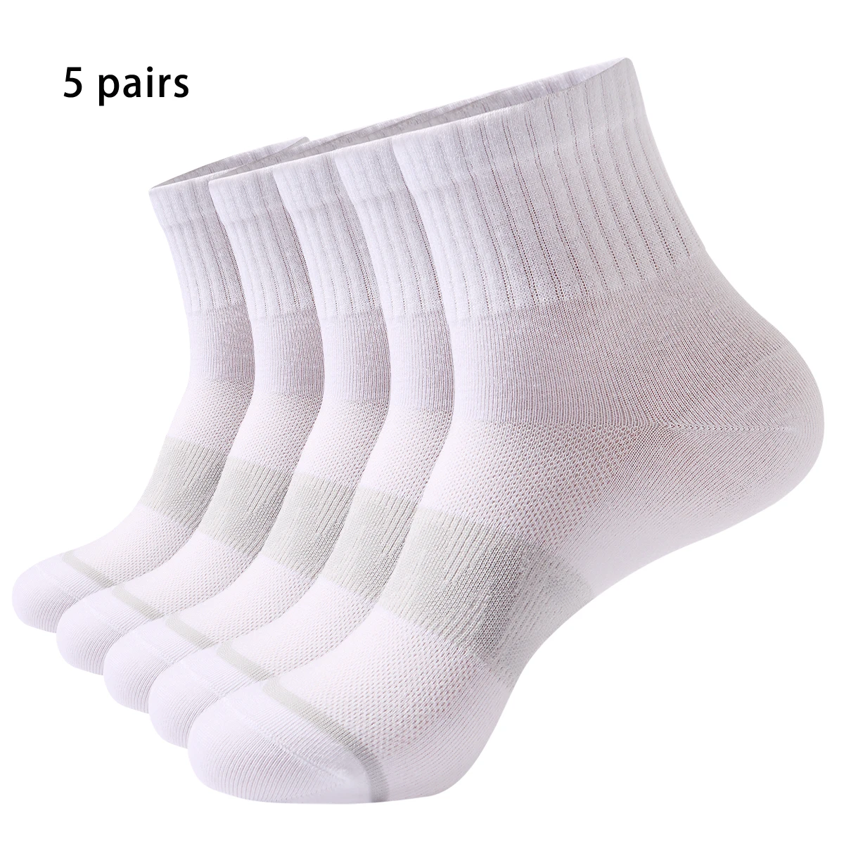 ถุงเท้าข้อสั้นแบบแห้งเร็วระบายอากาศได้ดี 5 คู่ – ถุงเท้ากีฬาโพลีเอสเตอร์น้ำหนักเบา ดูดซับความชื้น เหมาะสำหรับการวิ่ง