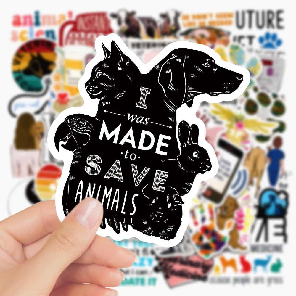 

10/30/50PCS Cartoon Veterinary Stickers Graffiti Decals Kids Toy DIY Laptop Phone Notebook Wall Protect Save the Animals Sticker