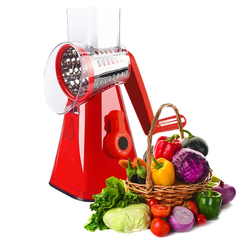 Multifunctional kitchen utensil grinder crusher vegetable cutter fruit cheese and other food with 3 blades stainless steel