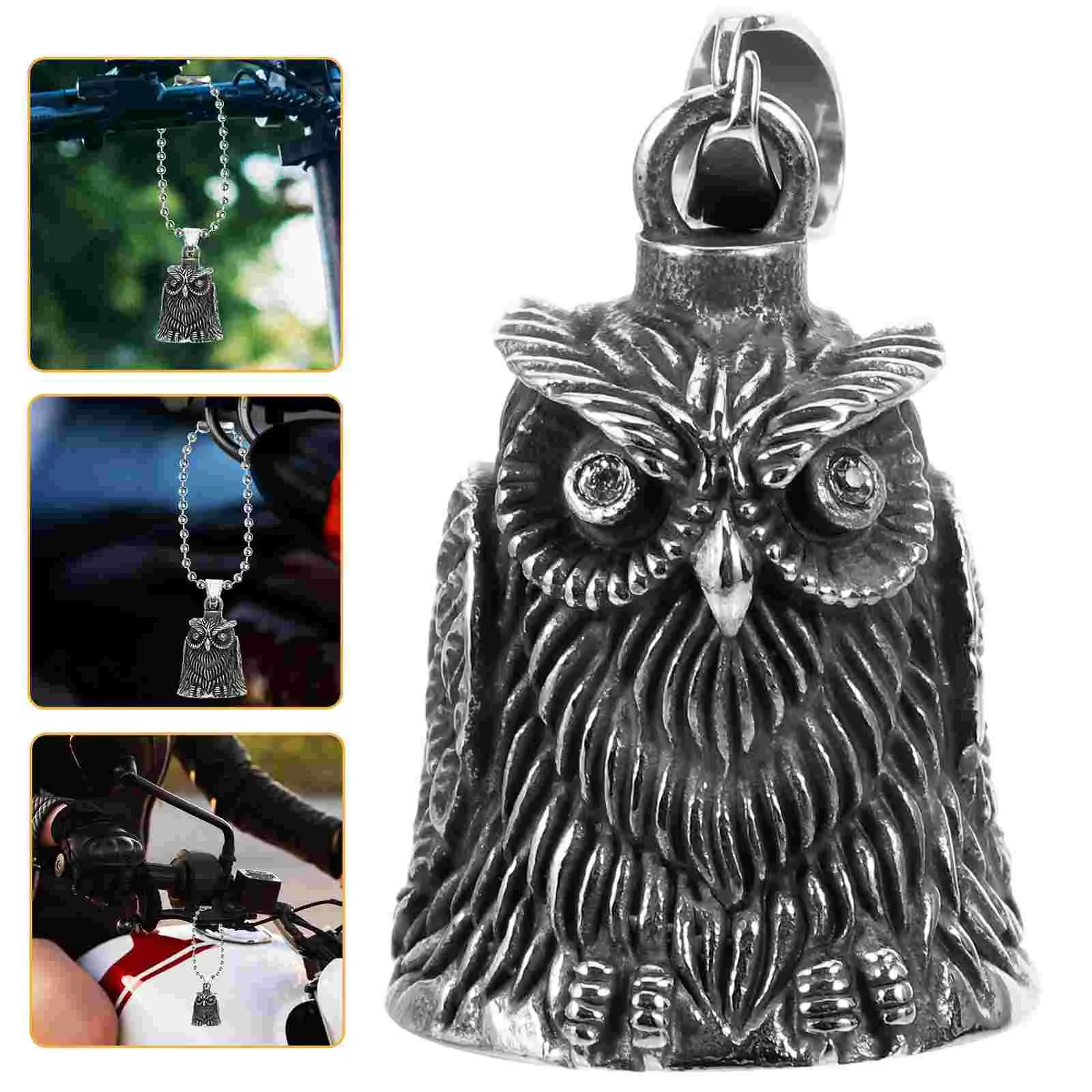 AliExpress NONE Stainless Steel Retro Owl Keychain Motorcycle Accessories Bike Charm Good Luck Bell Pendant Metal Keyring Motorcycle Parts