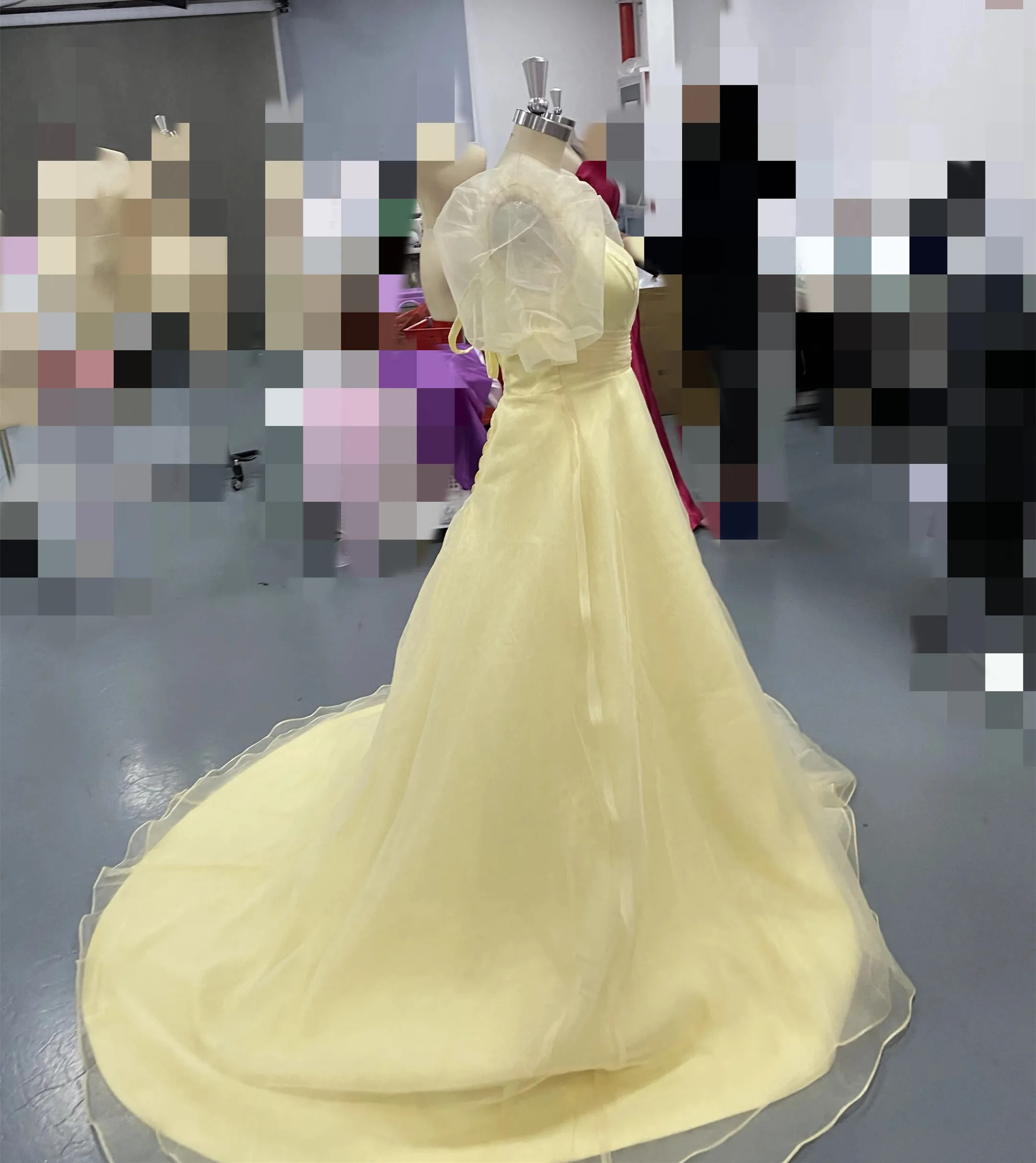 Verngo abiti da ballo in Tulle giallo chiaro semplice maniche corte collo quadrato corea abiti da sera da donna abito da festa formale sposa