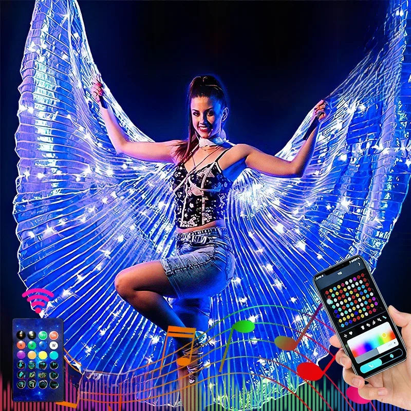 Ailes LED RVB IC avec télécommande intelligente pour adultes, olympiques de papillon structurels ents colorés bricolage, habillage d'Halloween, danse du ventre