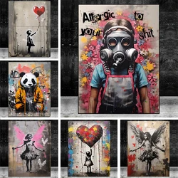 Pop Street Graffiti Wall Art Banksy Boy Girl with Balloon on Canvas Posters and Prints Painting for Living Room Home Decor Gifts