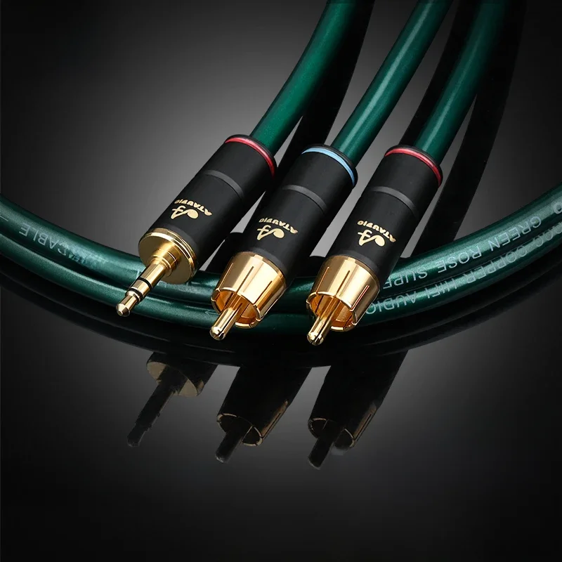 Kabel audio HIFI OCC 3.5mm Jack do 2RCA męski rozdzielacz Aux, kabel audio HiFi z telefonu komórkowego do wzmacniacza mocy, kabel 3.5mm do 2RCA — zdjęcie produktu 7