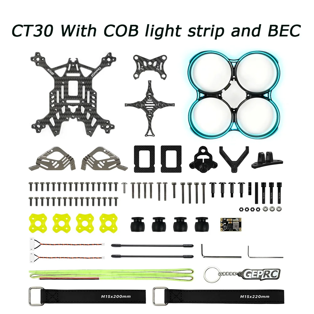 GEPRC GEP-CT30 telaio con striscia luminosa COB BEC per Cinebot30 FPV Drone Set di accessori di montaggio sostituibili in fibra di carbonio