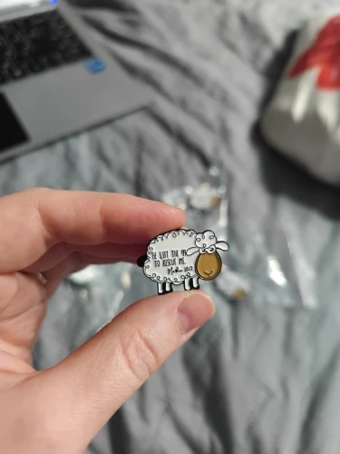 He Left The 99 to Rescue Me Jesus Enamel Pins Cartoon Cute Sheep Brooches Backpack Lapel Badges Funny Jewelry Gifts for Friends photo review