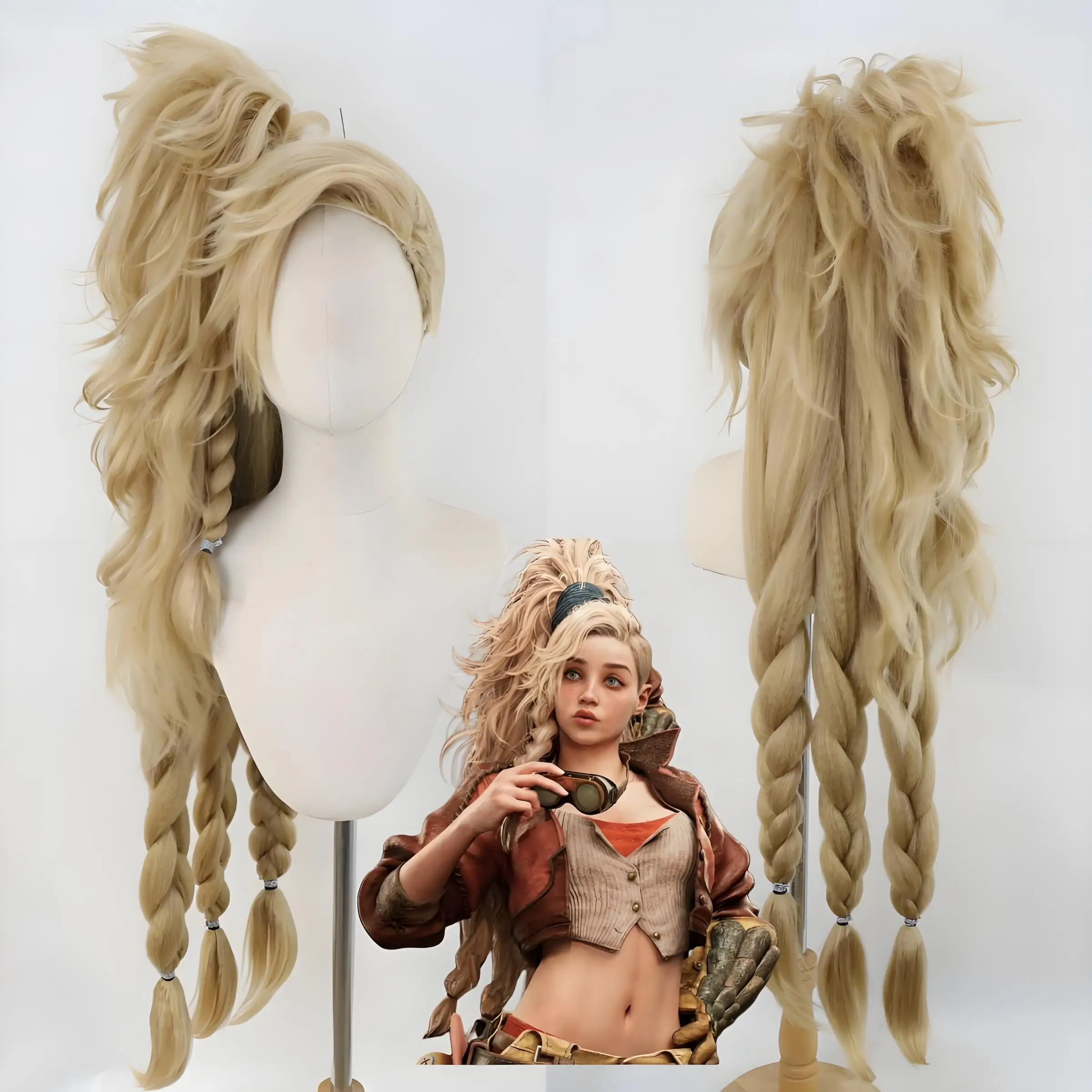 Monster Hunter Wilds Cosplay Pruik Gemma Gouketsuji Bruin Hittebestendig Synthetisch Haar Anime Kostuum Accessoire