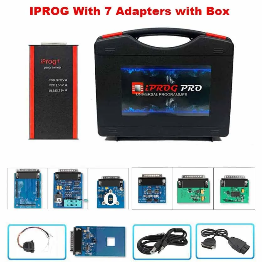 NIEUWE Iprog Pro Volledige V89 met 7/11 Adapters Ondersteuning Eeprom IMMO/KM/Radio/Airbag Reset Dashboard IPROG + V87 ECU Key Programmeur Tool