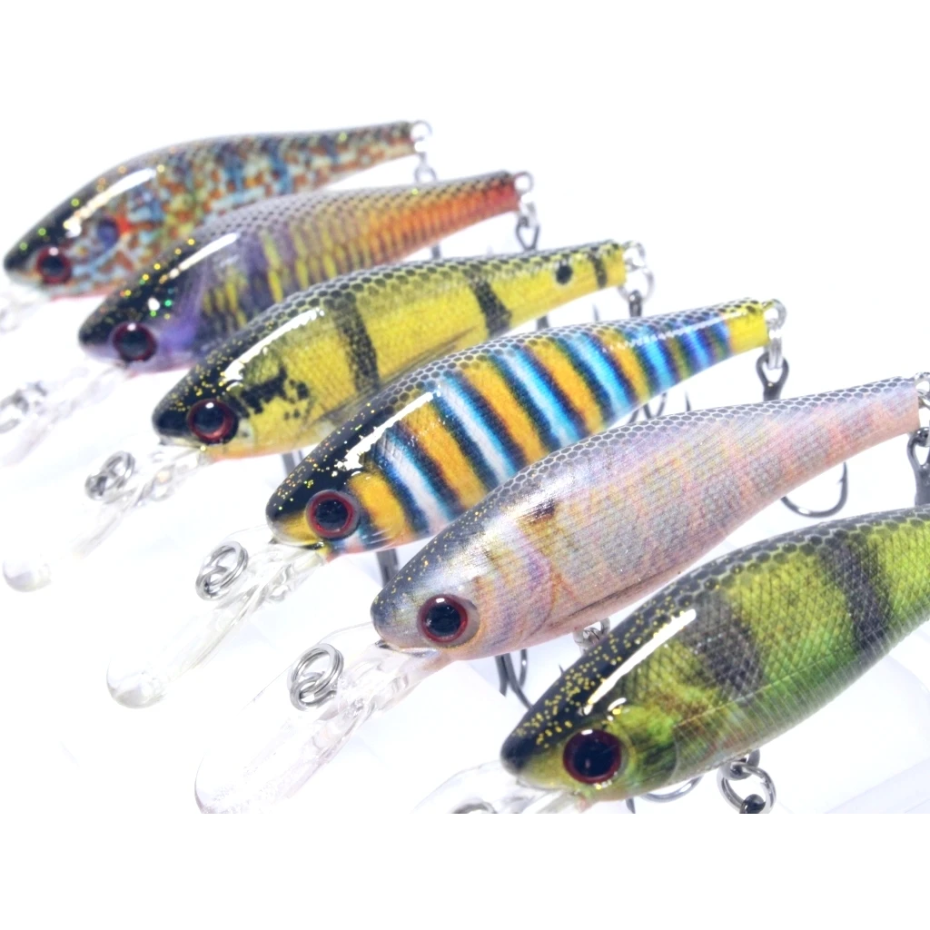 wLure 6 Fishing Lures per Pack 7.2g 8.5cm Lifelike Paint Slow Floating Medium Diver with Tackle Box Quality Hooks Lures HM515KB