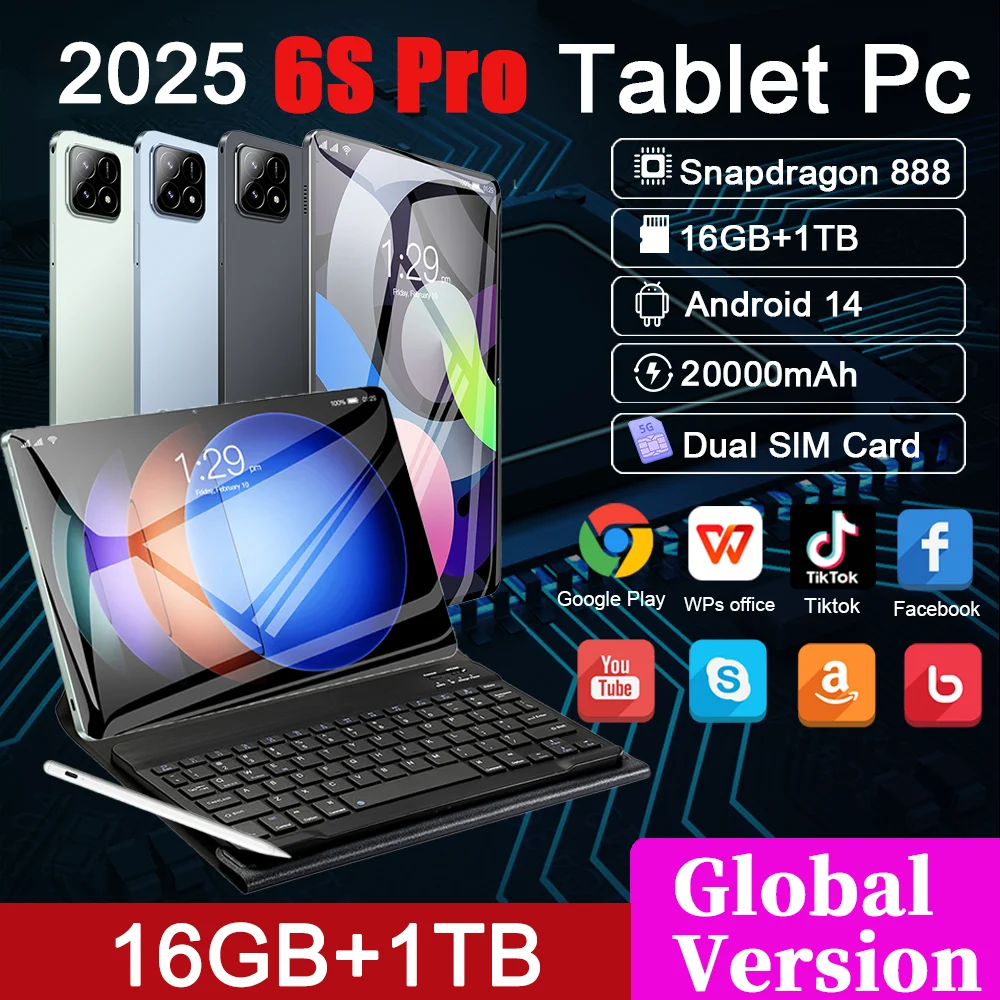 2024 Global Version Original Pad 6S Pro HD 4K 20000mAh Snapdragon 888 11inch 16GB+1TB Android 14 Tablet PC 5G Dual WIFI Mi Tab