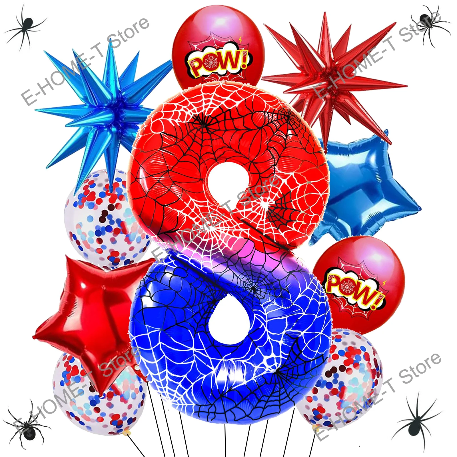 40-Zoll-Spinnen-Themenummer 0-9 Folienballon, großes Mylar für Kinder, Jungen, Filmliebhaber, Geburtstagsfeier, Jahrestag, Dekorationszubehör