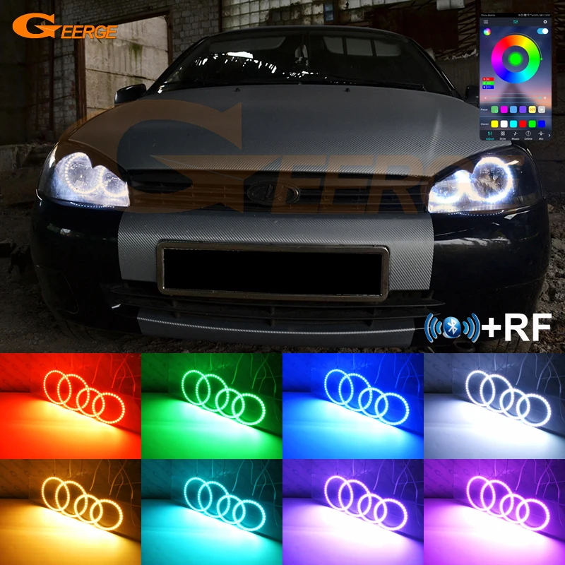 

For Lada Kalina 1119 1118 1117 119 117 RF Remote Bluetooth APP Multi-Color Ultra Bright RGB LED Angel Eyes Kit Halo Rings