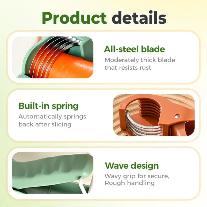 قطاعة الموز متعددة الوظائف وقطاعة الخضراوات من الفولاذ المقاوم للصدأ مع مقبض ABS أدوات تقطيع مثالية