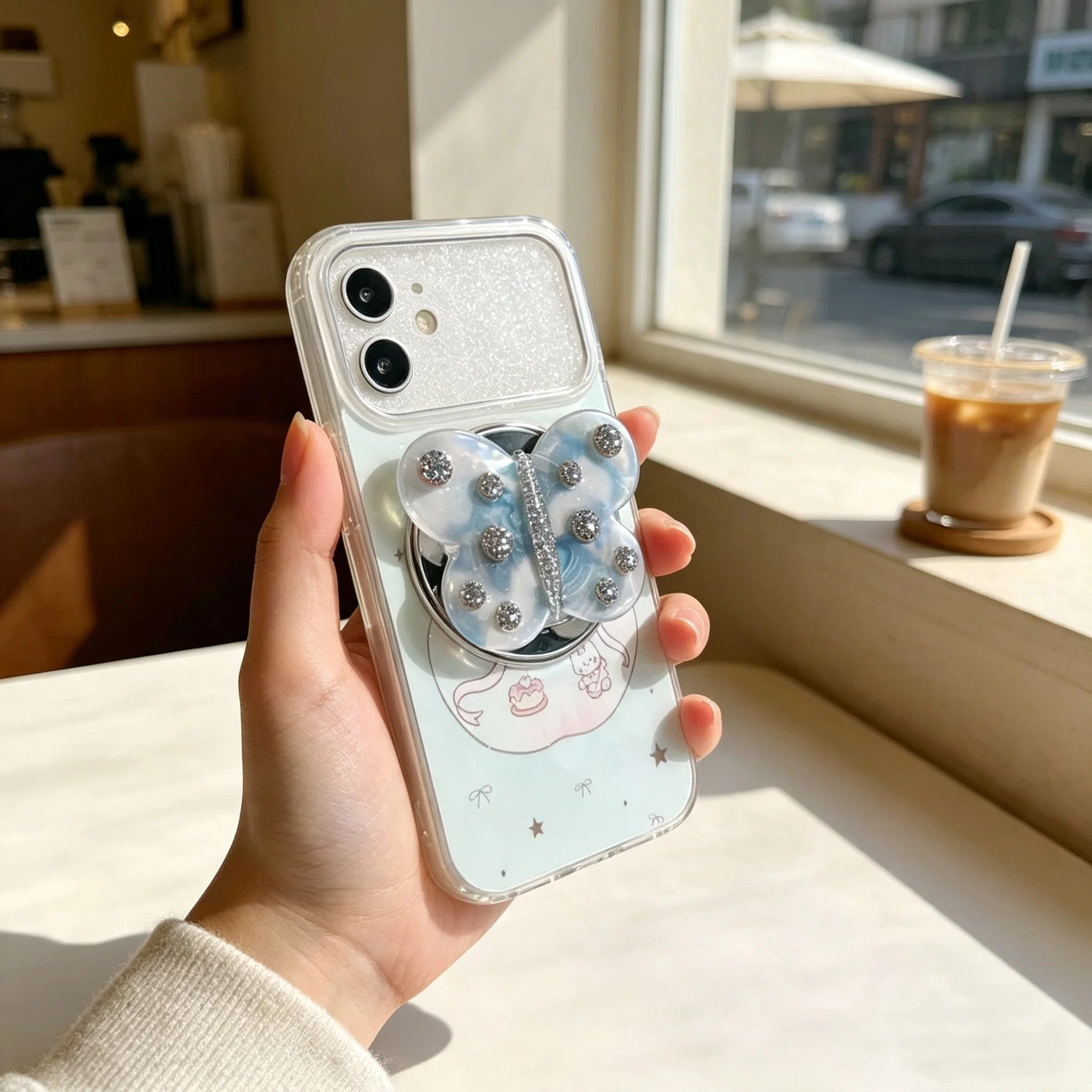 Magnetic Butterfly Phone GripTok 360° Rotatable Retractable Pop Socket Foldable Phone Finger Grip Stand Anti-drop Kickstand New
