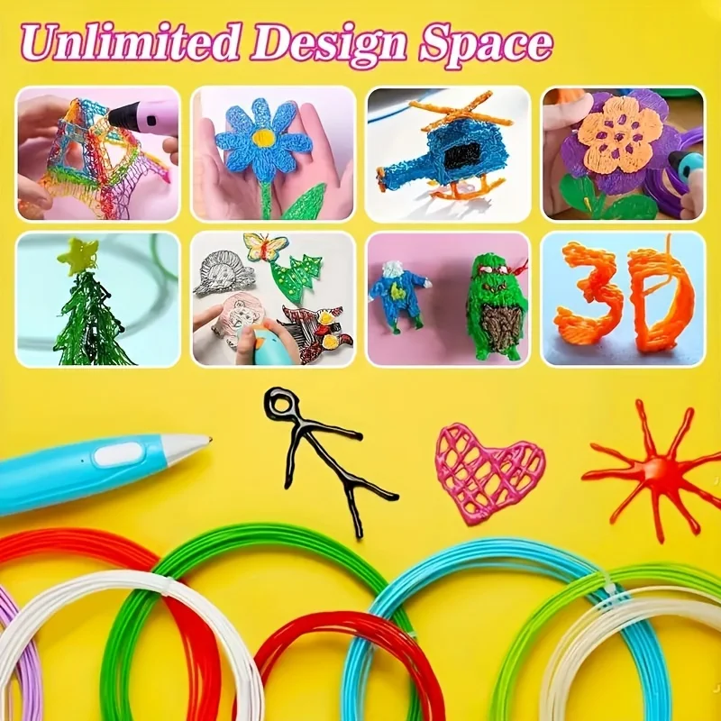 20-Farben 3D-Druckstift-Set DIY 3D-Druckstift Handgemachtes Graffiti PLA-Filament Zeichnen Kunst Handgefertigtes Design – Detail 3