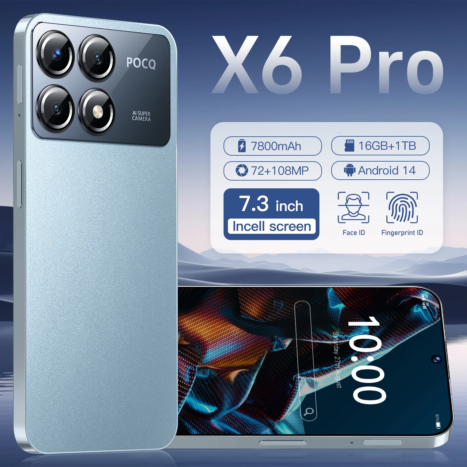 

X6 Pro Original New Mobile Phone Snapdragon 8 Gen 3 72MP+108MP Cellphone Android Finger Unlocked Global Version Smartphone