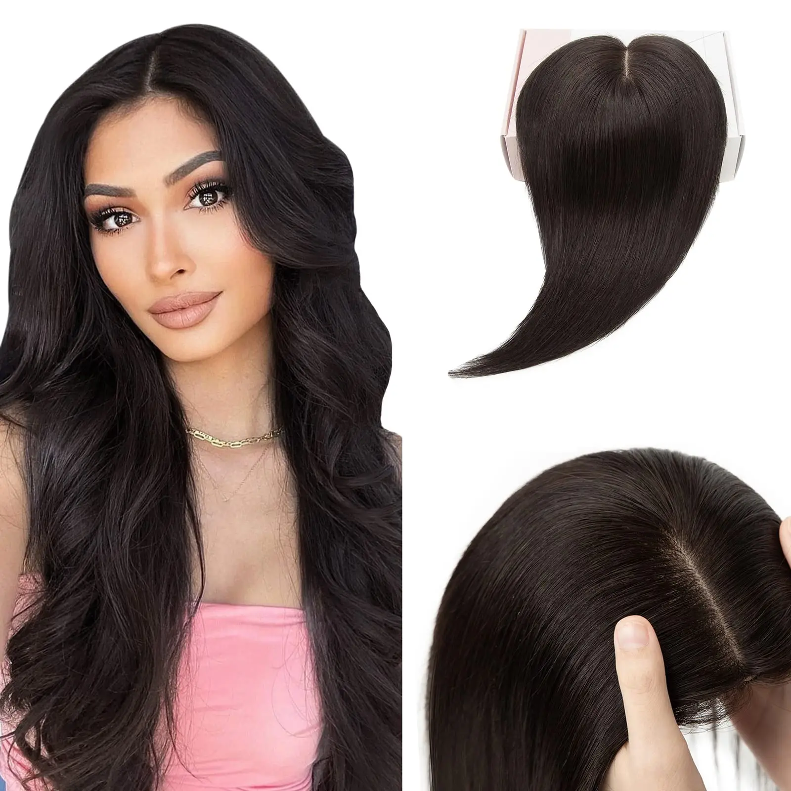 Women's Wig Clip In Hair Piece Women Real Hairpiece Hand Made Lightweight Breathable Lace Body Wavy Hair Closure Women Topper