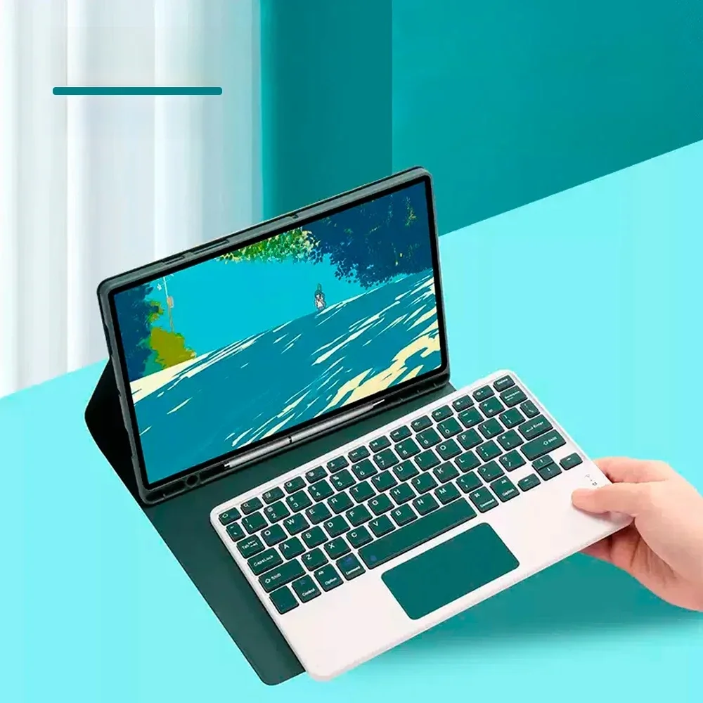 Nowa Klawiatura z Etui i Myszka do Samsung Galaxy Tab S6 Lite A7 10.4 A8 10.5 A9+ S7 8 9 11FE Plus 12.4 A7 Lite A9 8.7 S8 S9 Ultra 14.6 — zdjęcie 2