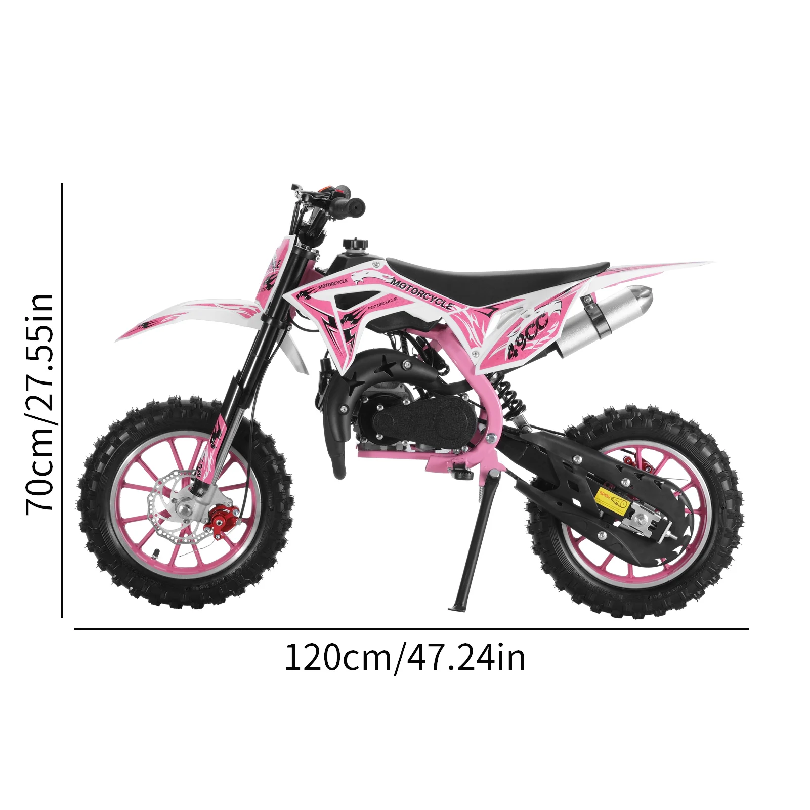 Mini moto tout-terrain pour enfants, vélo de poche, motocross à essence, rose, 2 temps, 49cc, D343