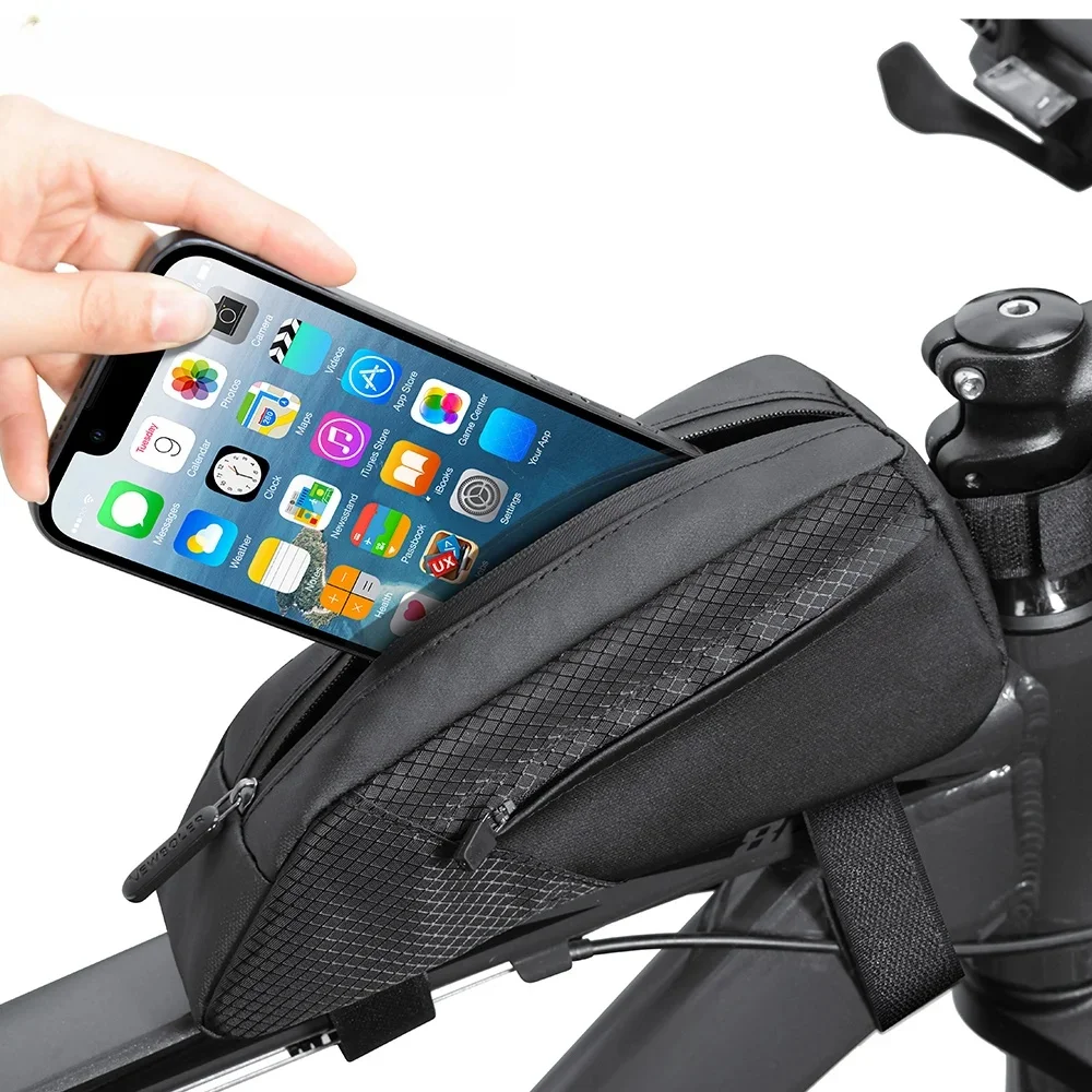 NEWBOLER Fahrradtasche, 1,2 l, tragbarer Rahmen, Vorderrohr, Fahrradtasche, MTB, Rennrad, Gepäcktasche, große Kapazität, ultraleichte Fahrradtasche