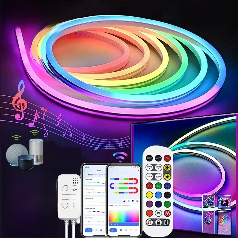 TUYA Neon LED Strip Verlichting 12-24 V 84 LEDs/M WIFI Neon Lichtslang met Muziek Sync RGBIC Dreamcolor Chasing Strip Tape voor Kamer - afbeelding 2