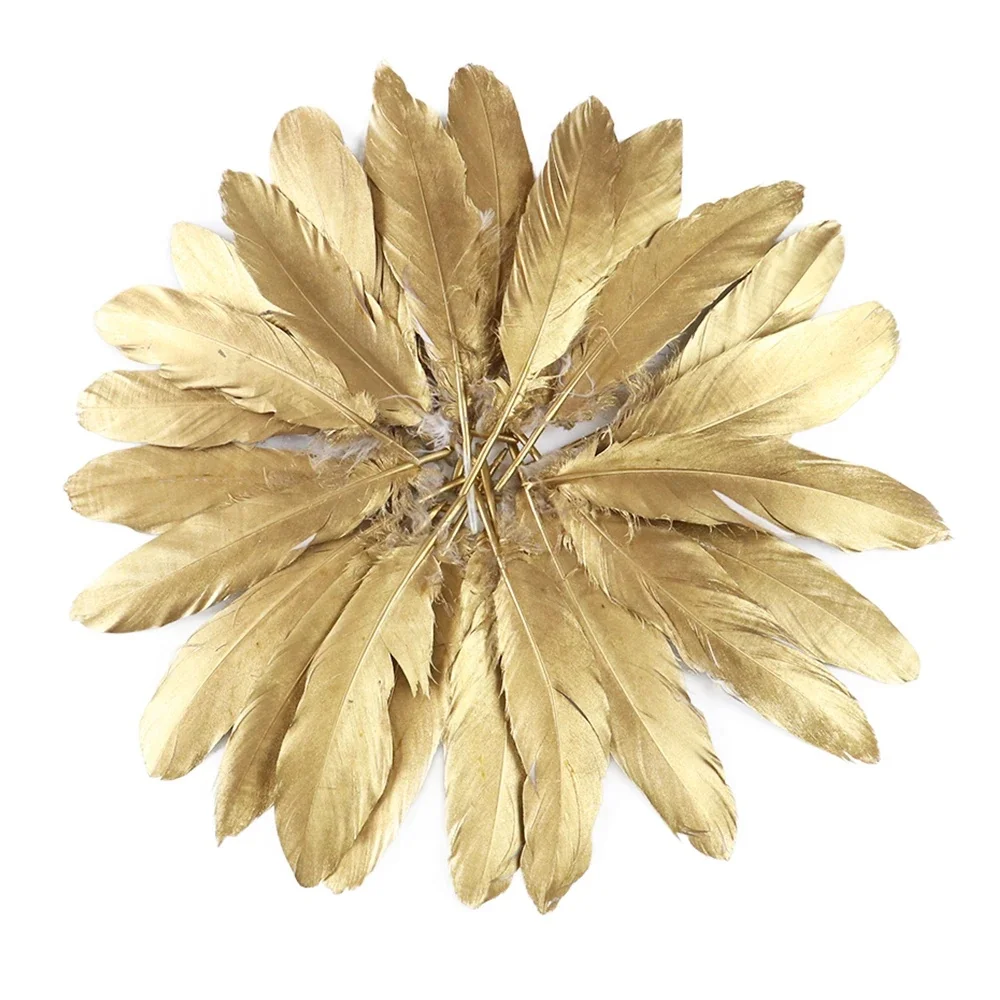 Groothandel 10-500 Gouden Gans Haan Veren Voor Ambachten Wedding Party Home Decoratie Sieraden Maken Pluimen Diy Supplies